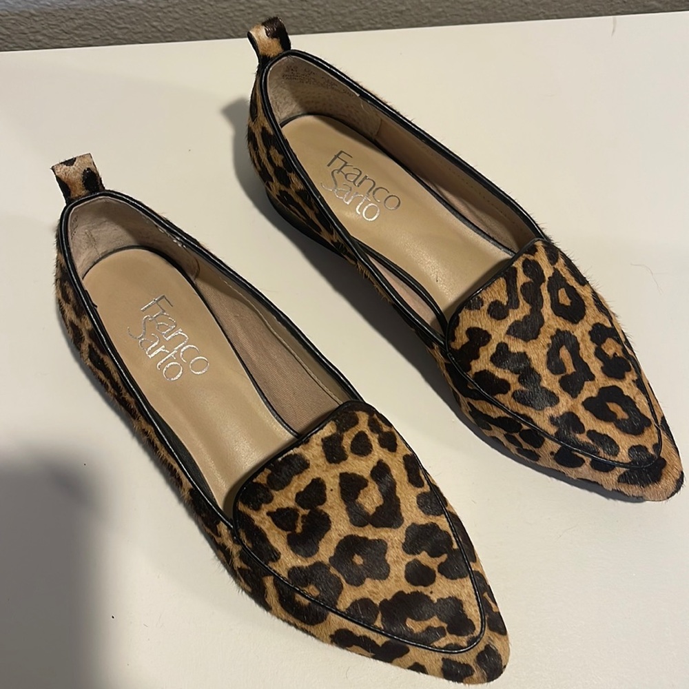 Franco Satro Cowhide Leopard Loafers